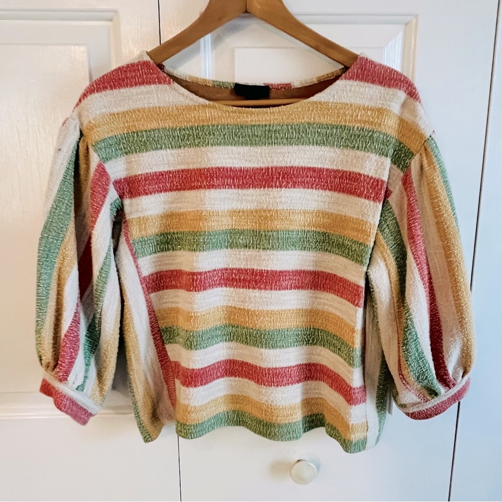 Anthropologie Current Air Striped Balloon Sleeve Top, Size S